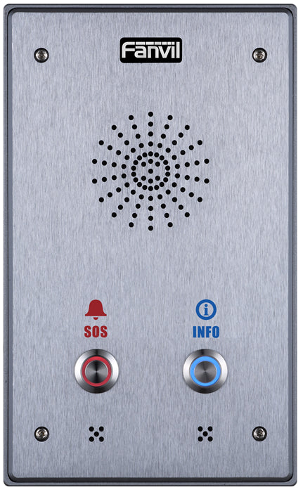Fanvil I12D 2 Outdoor Audio Intercom, 2 SIP Lines, 2 Button, 2 SIP Lines, PoE, Full-duplex speakerphone, AIO: door access, intercom and paging service I12D 2