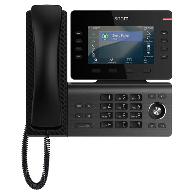 SNOM D812 Desk Telephone, 5' color LCD Screen with 8 SIP accounts, GigE ethernet switch, and 1 USB port, 8 (28) Self-Labeling Keys, PoE, 3Y Warranty D812
