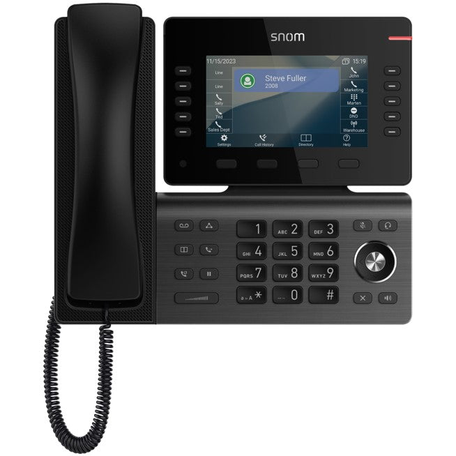 SNOM D815W Desk Telephone, 5' (480x272) color LCD, 10 (36) configurable self-labeling multicolor LED keys, 2 USB ports, 3-year standard warranty 4691