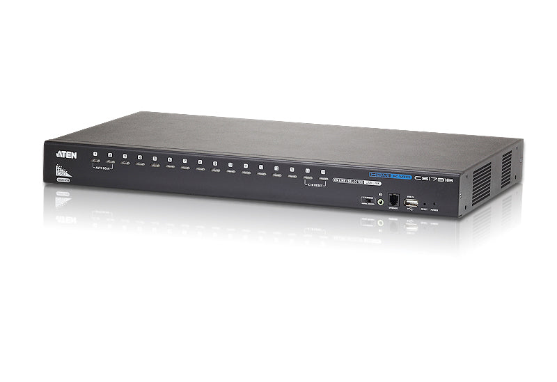 Aten Desktop KVM Switch 16 Port Single Display HDMI w/ audio, 2x Custom KVM Cables Included Only CS17916-AT-U
