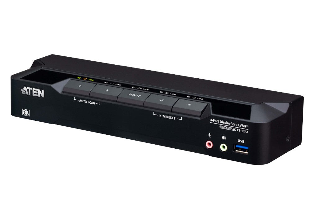 Aten Desktop 4-Port USB 3.0 8K DisplayPort KVMP Switch (Cables included) CS1924A-AT-U