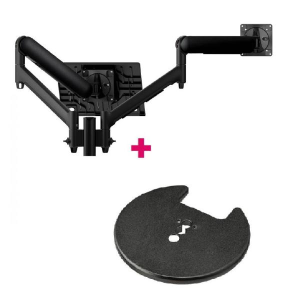 Atdec AWMS-2-ND13 Laptop-Monitor Combo Mount on 135mm Post. Max Load: 8kg, Grommet Clamp Desk Fixing, VESA up to 100x100. Black AWMS-2-ND13-G-B
