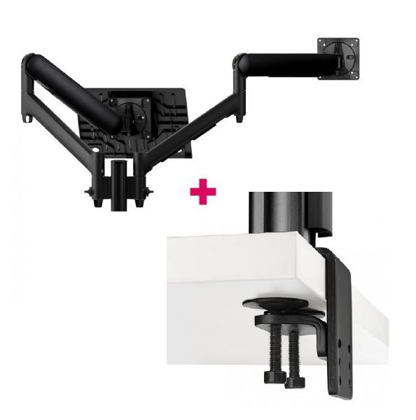 Atdec AWMS-2-ND13 Laptop-Monitor Combo Mount on 135mm Post. Max Load: 8kg, Heavy Duty F-Clamp Desk Fixing, VESA up to 100x100. Black AWMS-2-ND13-H-B
