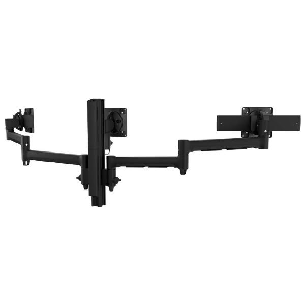 Atdec AWMS-3-137S4 Triple Monitor Arms with Sliders on 400mm Post. Grommet Clamp Desk Fixing, VESA up to 100x100, Black AWMS-3-137S4-G-B