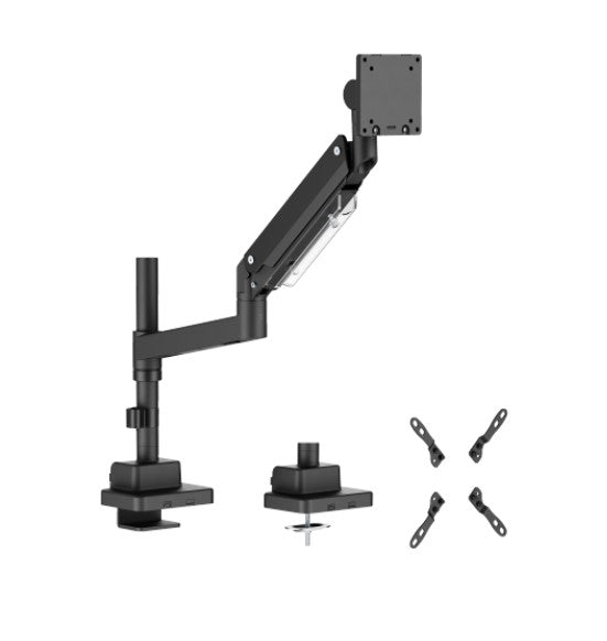 Brateck LDT80-C012P Super Heavy-Duty Pole-Mounted Gas Spring Monitor Arm, Matte Black, Fit Screen Size: 24'-57' Up to 27 KG (LS) LDT80-C012P