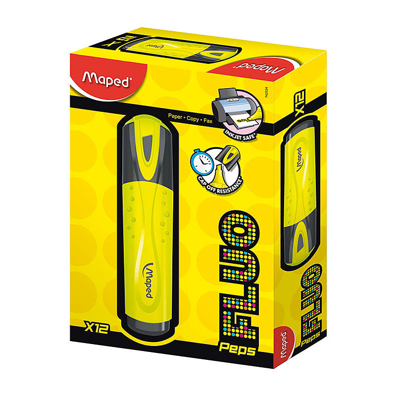 Maped Fluo Peps Highlighter Yellow Box of 12 - 8742534