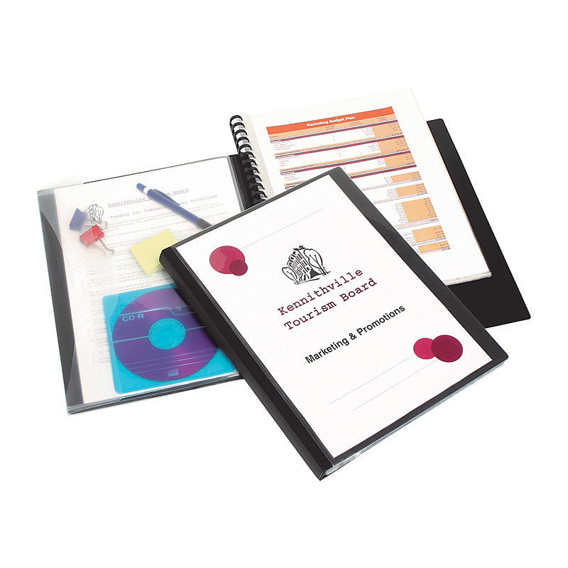 Marbig Pro Refillable D/Book 20 Poc W/Wallet Black - 2003202