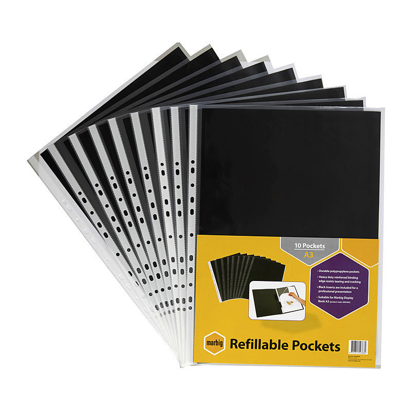 Marbig Display Book Refills A3 Pack Of 10 - 2003600
