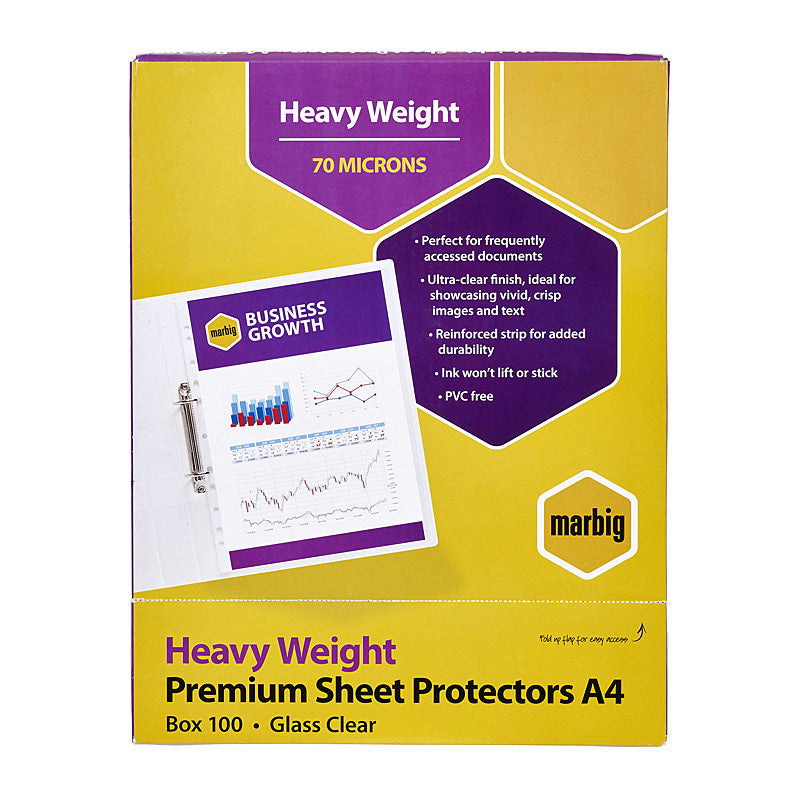 Marbig Sheet Protectors Heavyweight A4 Pk100 - 25100