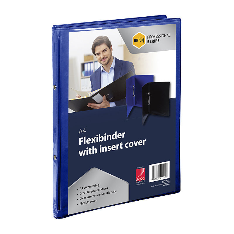 Marbig Profesnl Flexibinder 2R 20mm A4 Colour Fro Blu - 47485
