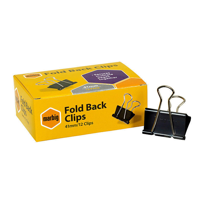 Marbig Fold Back Clips 41mm Box 12 - 87055