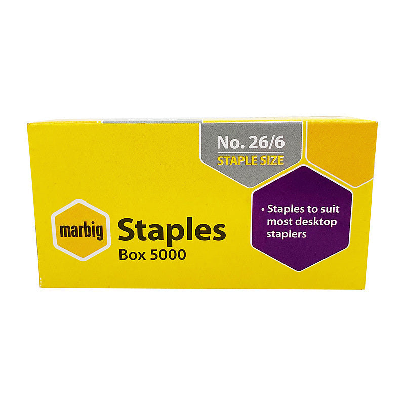 Marbig Staples 26/6mm Box of 5000 - 90300