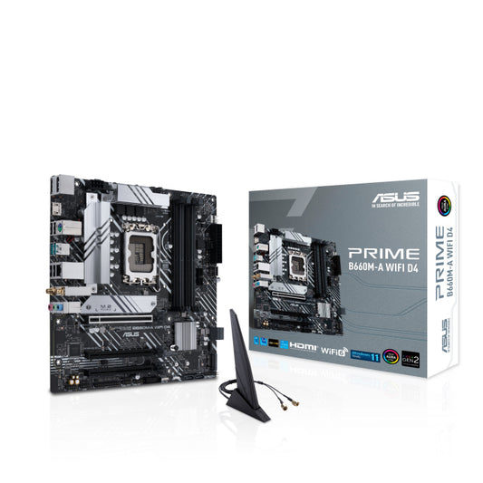 ASUS B660M PRIME B660M-A WIFI D4 Intel LGA 1700 mATX Motherboard PCIe 4.0, 2xM.2, Intel 1Gb Ethernet, Intel WiFi 6, DP, 2xHDMI PRIME B660M-A WIFI D4
