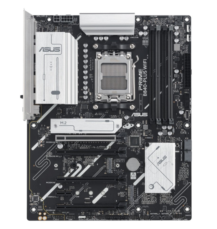 ASUS AMD PRIME B840-PLUS WIFI-CSM (AM5) ATX Motherboard, DDR5 192GB, 1x PCIe 4.0 x16 slot, 3 x M.2 slots, 4x SATA, Wi-Fi 6E, 1 x HDMI, 1 x DP PRIME B840-PLUS WIFI-CSM