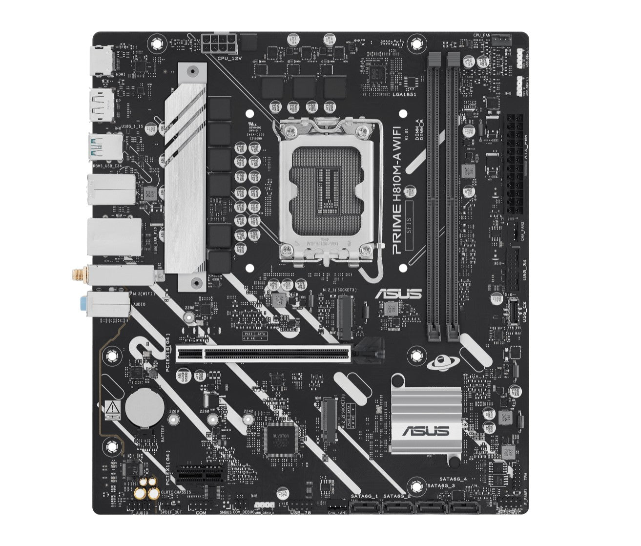 ASUS PRIME H810M-A WIFI-CSM Micro-ATX Motherboard Up to 128GB DDR5 (2x Slots), 1 x PCIe 4.0 x16, 2 x M.2, 4 x SATA, WiFi 6, HDMI, DP PRIME H810M-A WIFI-CSM