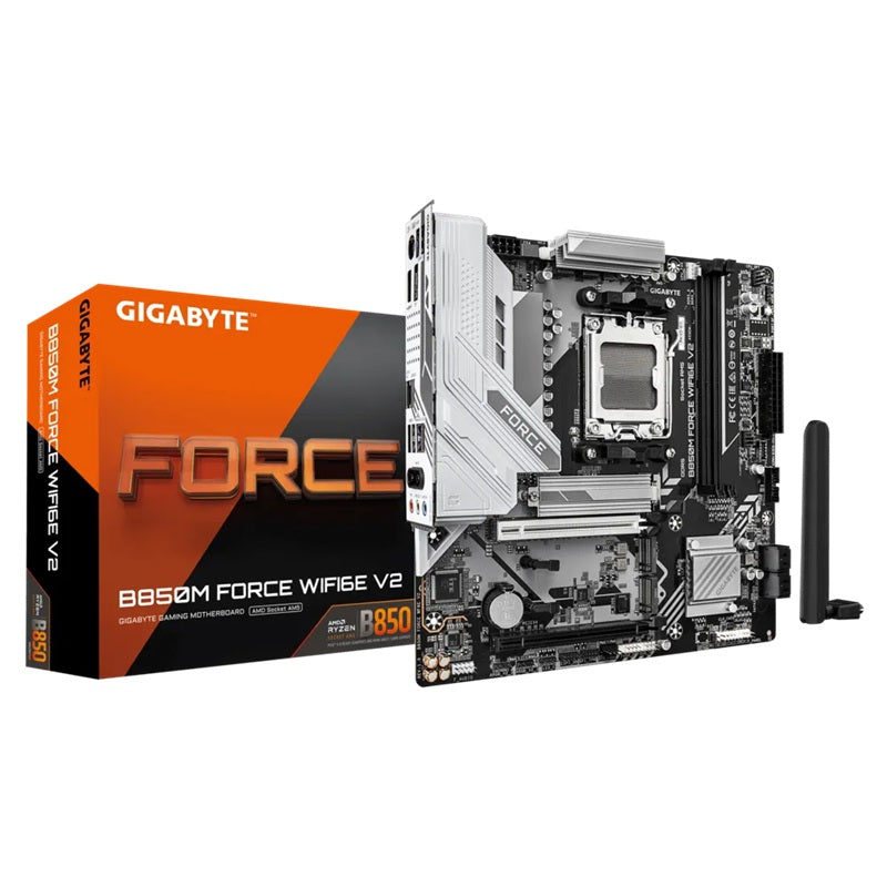 Gigabyte B850M FORCE WIFI6E V2, AMD AM5, 2 x DDR5 up to 128 GB, 1 x HDMI, 2 x PCI Express x16, 3 x M.2, 5x USB 3.2, 6x USB 2.0, 5GbE LAN B850M FORCE WF6E V2