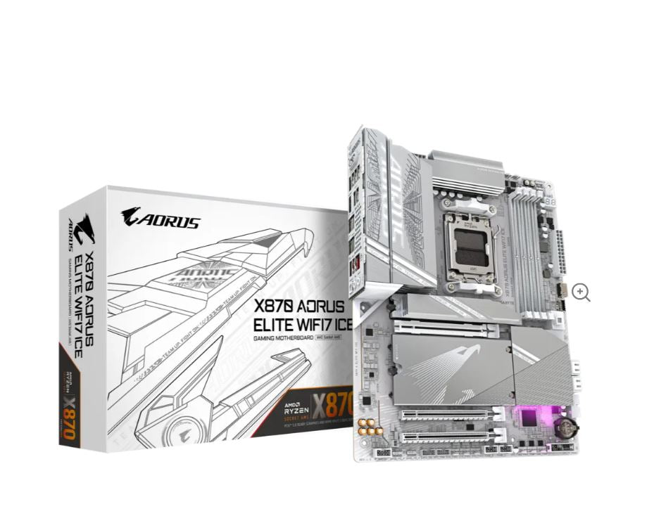 Gigabyte X870 AORUS ELITE WF7 ICE AMD AM5 ATX Motherboard 4x DDR5~256GB, 3x PCIe x16, 4x M.2, 4x SATA 6, 4x USB 3.2, 4x USB2.0, 2x USB-C, X870 A ELITE WF7 ICE 1.0