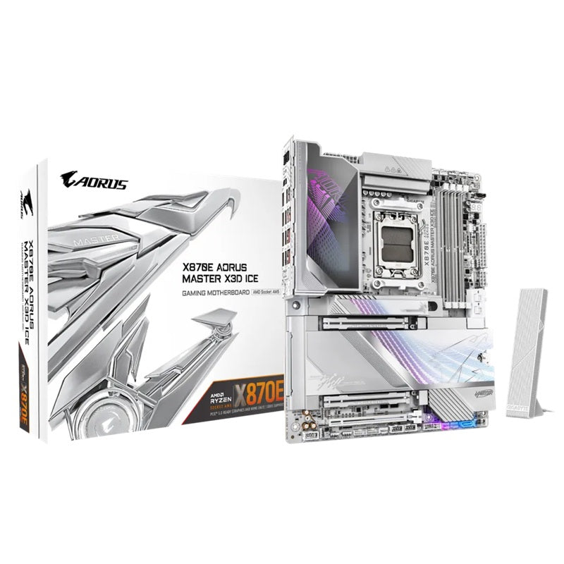 Gigabyte X870E A MASTER X3D ICE: AM5, DDR5 256GB, ALC1220, 10GbE+5GbE LAN, Wi-Fi 7, BT 5.4, Q-Flash, GCC, ATX, Win11, Ryzen 7000-9000 X870E A MASTER X ICE
