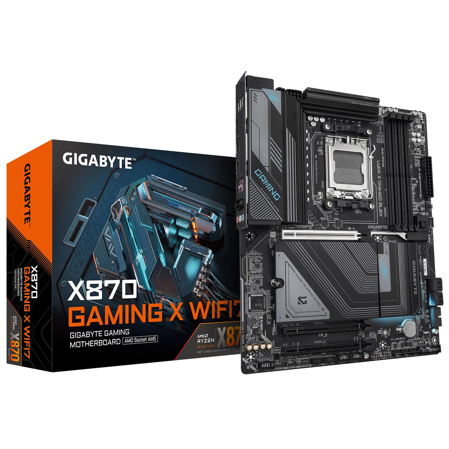 Gigabyte X870 GAMING X WIFI7 AMD AM5 ATX Motherboard 4x DDR5~256GB, 3x PCIe x16, 3x M.2, 4x SATA 6, 4x USB 3.2, 4x USB2.0, 2x USB-C, X870 GAMING X WIFI7