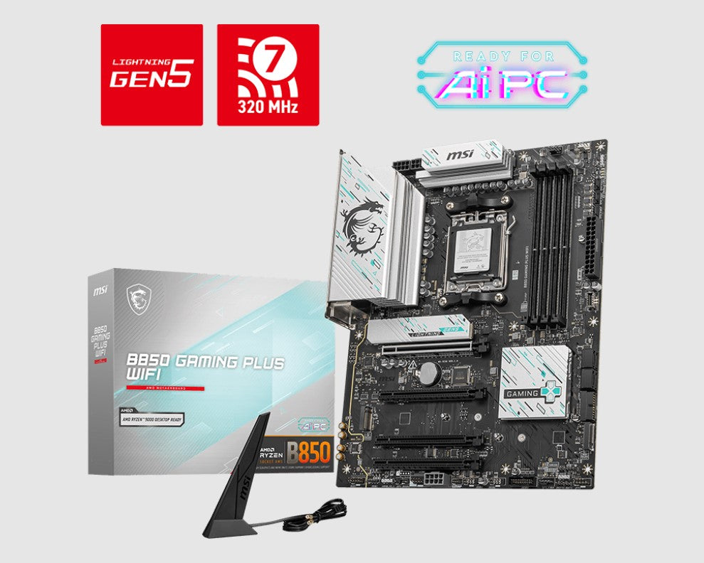 MSI B850 GAMING PLUS WIFI, AM5, 4x DDR5 256GB, 1x HDMI, 4x PCI-E x16 slot, 3x M.2, Wi-Fi 7 B850 GAMING PLUS WIFI