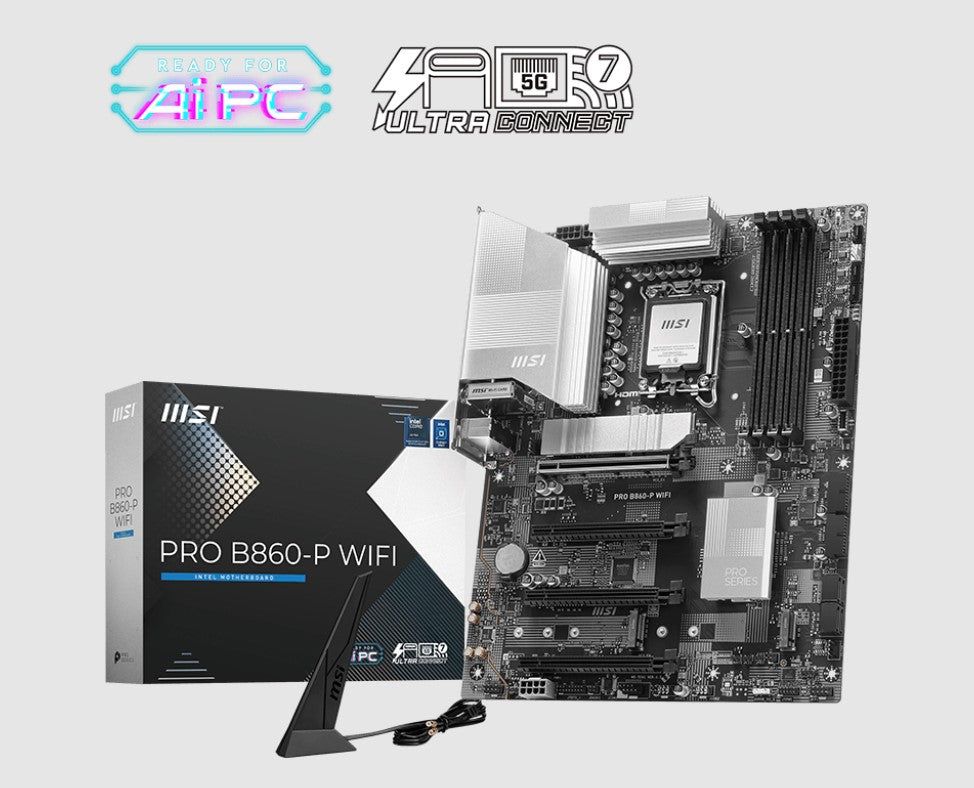 MSI PRO B860-P WIFI, INTEL B860, 4x DDR5 256GB, 1x HDMI, 4x PCI-E x16, 3x M.2, 4x SATA, 8x USB 2.0, Intel Wi-Fi 7 PRO B860-P WIFI