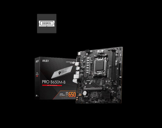 MSI PRO B650M-B AMD AM5 MATX Motherboard, 2x DDR5 ~128GB, 1x PCI-E x16, 1x M.2, 4x SATA, 6x USB 3.2,  PROB650M-B