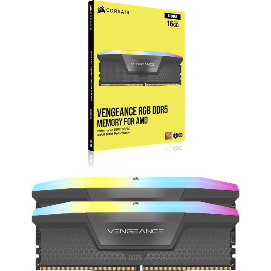 Corsair VENGEANCE RGB 32GB (2x16GB) DDR5 DRAM Up To 6000MT/S CL38 Memory Kit GREY CMH32GX5M2B6000Z38