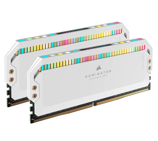 Corsair Dominator Platinum RGB 32GB (2x16GB) DDR5 UDIMM 6200Mhz C36 1.1V White Desktop PC Gaming Memory CMT32GX5M2X6200C36W