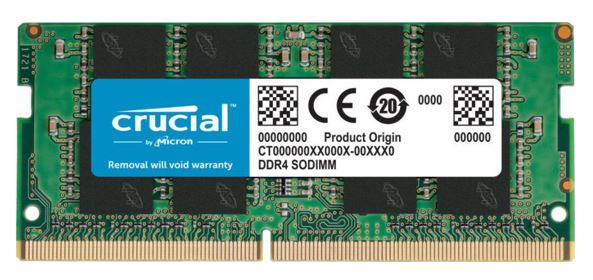 Crucial 16GB (1x16GB) DDR4 SODIMM 3200MHz CL22 1.2V Single Ranked Notebook Laptop Memory RAM CT16G4SFS832A-P
