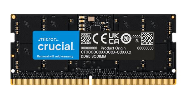 Crucial 64GB (1x64GB) DDR5 SODIMM 5600MHz CL46 Notebook Laptop Memory Tray CT64G56C46S5T
