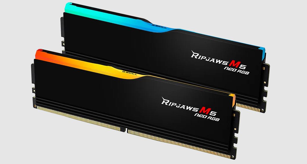 G.SKILL F5-6000J3636F32GX2-RM5NRK 64GB (2 x 32GB)/ DDR5 6000 MT/s/ Timings 36-36-36-96/ Voltage 1.35 V/ Ripjaws M5 Neo/EXPO/XMP 3.0 F5-6000J3636F32GX2-RM5NRK