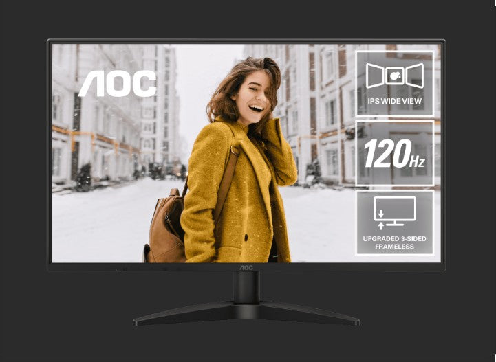 AOC 27' 120Hz IPS 1920 x 1080 (FHD), 300 cd/m2, VGA x 1, HDMI 1.4 x 1 1ms Adaptive Sync, Office and Home monitor. 2025 27B36H3