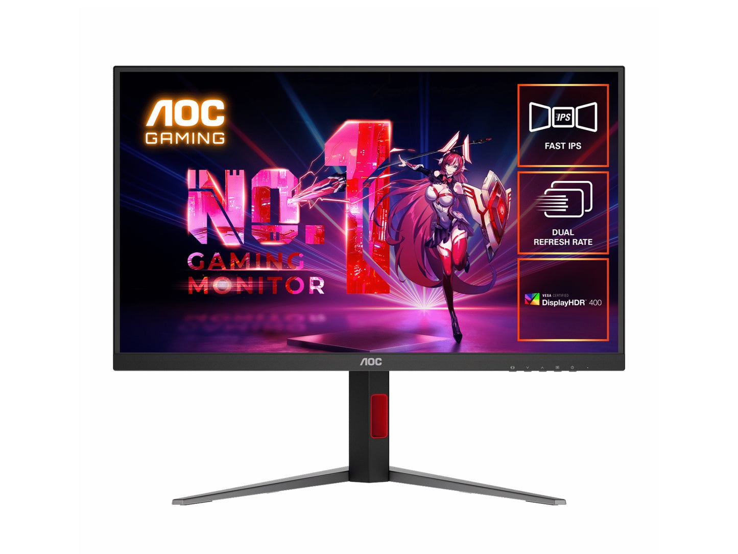 AOC 27' Fast IPS U27G4: 3840x2160@160Hz, 1920 x 1080 @ 320Hz, 0.5ms MPRT, HDR, sRGB 127%, DCI-P3 99%, HDMI 2.1, DP 1.4, ergonomic stand, VESA 100mm U27G4