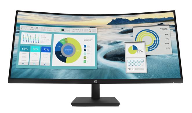 HP P34hc G4 34' WQHD 4K CURVED 21:9 3440x1440 Height Adjust Tilt USB-C (65W PD) DP HDMI Speakers USB 3yrs wty 21Y56AA
