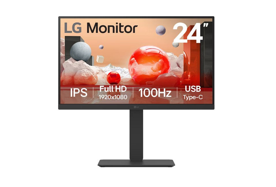 LG 24' FHD IPS Business FHD 1920x1080 16:9, USB-C, Height Adjustment Tilt Swivel Pivot VESA Display Port, HDMI, Speakers x 2, 3yrs Monitor 24BA650-B