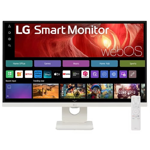 LG 27' 4K UHD IPS Smart Monitor: 3840x2160 (4K UHD), 5 ms response time, 60Hz refresh, ~400-nit brightness, USB-C / HDR400, height/tilt pivot stand 27U731SA-W