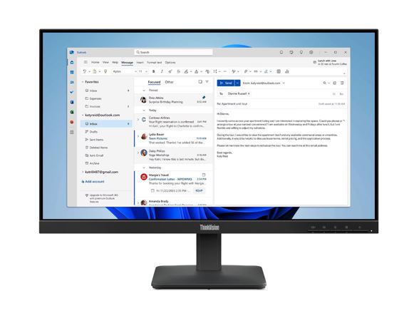 LENOVO ThinkVision S24-4E 23.8'/24' FHD IPS Monitor 1920x1080 16:9 4ms 100Hz Anti-glare Tilt VGA HDMI Tilt VESA 3yr WTY Black ~63DEKAR3AU 64B5KAR1AU