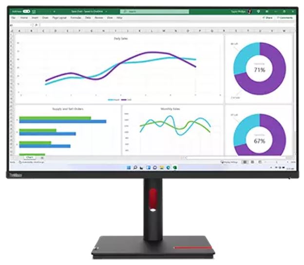 LENOVO ThinkVision T32H-30 31.5'/32' 60Hz QHD Monitor 2K 2560x1440 16:9 4ms IPS Height Adjustable Tilt Pivot Swivel HDMI DP USB-C RJ45 90W PD VESA 3y 63D3GAR1AU