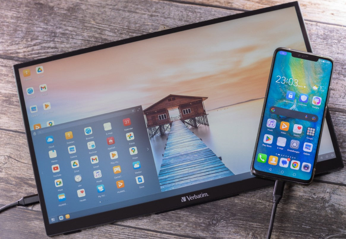 Verbatim 15.6' IPS USB-C Touch Full HD 1920 x 1080, 10 Point Touch, - Tilt, Speaker, Earphone, VESA 50mm x 50mm Business Ultra Portable IOS Monitor 49592