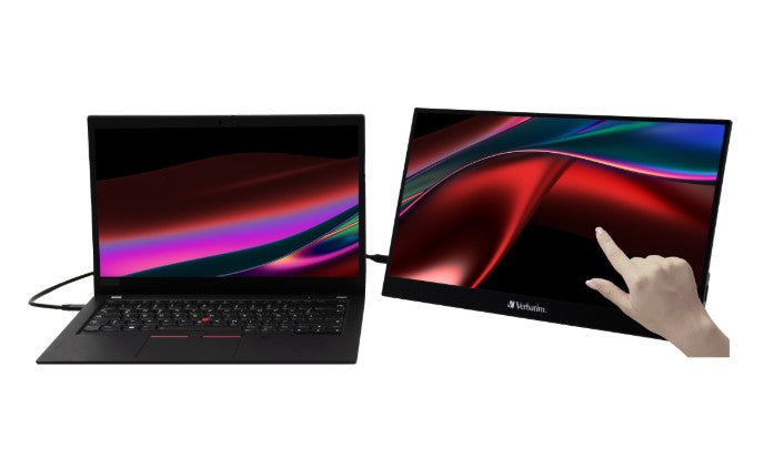 Verbatim 17.3' USB-C Portable 10 Point Touch, Full HD 1080p, HDMI, IPS Portable, Business, Sleeve, Ultra Portable Black Aluminium, Win & IOS Monitor 49593