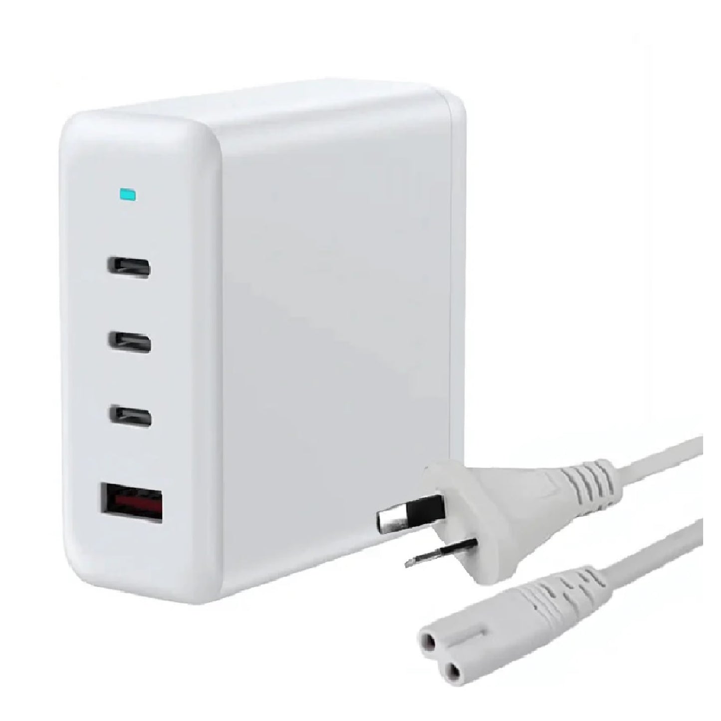 USP 100W Four Ports USB-C PD GaN Wall Charger White - 3x USB-C, 1x USB-A, Efficient, High Quality, Tablet, Laptop, iPhone, 5 Years Warranty 6976552041614