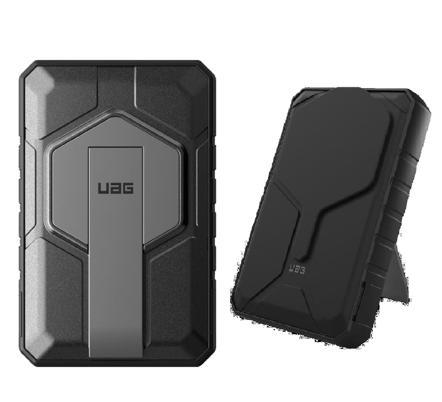 UAG Rugged Wireless Power Bank 10k mAh + Stand - Black/Grey (9B4411114030), 20W USB-C, 10W Wireless, MagSafe compatible, 1 Year Warranty 9B4411114030