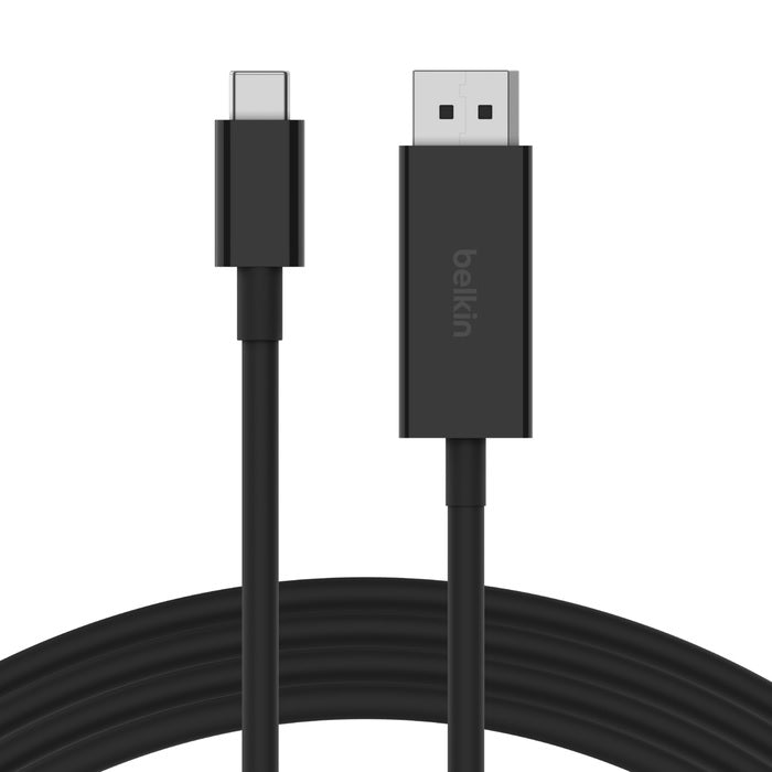 Belkin Connect USB-C to DisplayPort 1.4 Cable 2M - Black (AVC014BT2MBK), 32.4 Gbps Bandwidth, Supports 8K@60Hz & 4K@144Hz, 2 Years Warranty AVC014BT2MBK