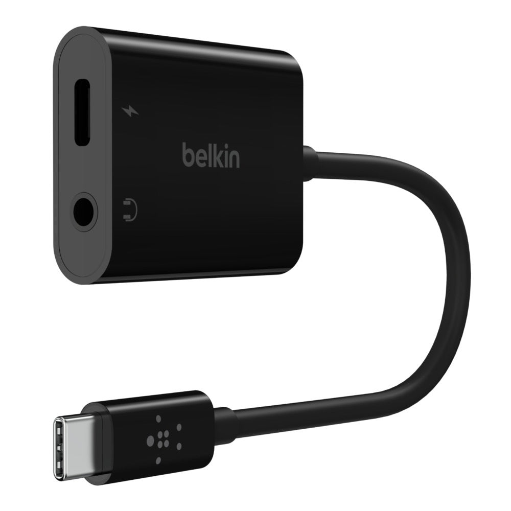 Belkin RockStar 3.5mm Audio + USB-C PD Charge Adapter - Black (NPA004btBK), 60W, Superior Audio, 2-in1 Solution, Apple iPhone, 2 Years Warranty NPA004btBK