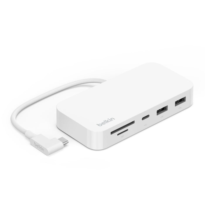 Belkin Connect USB-C 6-in-1 Multiport Hub with Mount - White (INC011btWH), 10Gbps, 2x USB-A, USB-C, SD 3.0 & MicroSD Card Reader, 2 Years Warranty INC011btWH