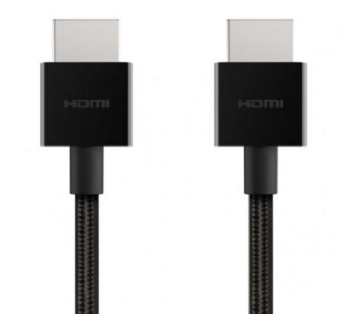 Belkin 8K Ultra High Speed HDMI 2.1 Braided Cable (2M) - Black (AV10176bt2M-BLK), 8K @ 60Hz / 4K @ 120Hz / 4K HDR, 18Gbps bandwidth, 2 Years Warranty AV10176bt2M-BLK