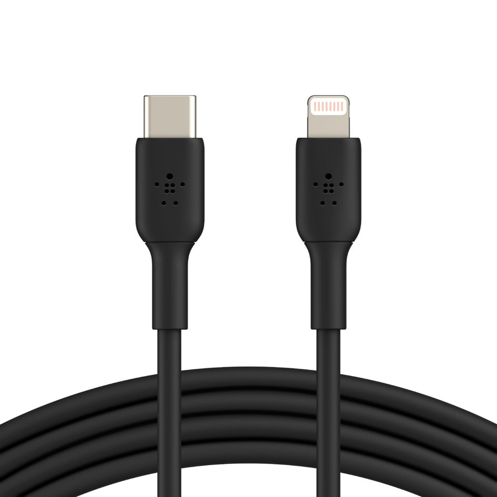 Belkin BoostCharge Lightning to USB-C Cable (1M) - Black (CAA003bt1MBK), 3A/18W, 480Mbps, 25K+ Bends, Apple iPhone/iPad, MFI-Certified, 2 Years Warranty CAA003bt1MBK