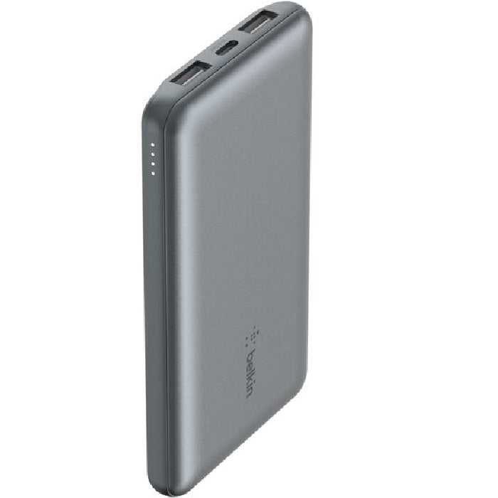 Belkin BoostCharge 10k mAh Power Bank (Triple-Port) + USB-C to USB-A Cable - Space Grey (BPB011btGY), 2xUSB-A (12W), 1xUSB-C (15W), 2 Years Warranty BPB011btGY