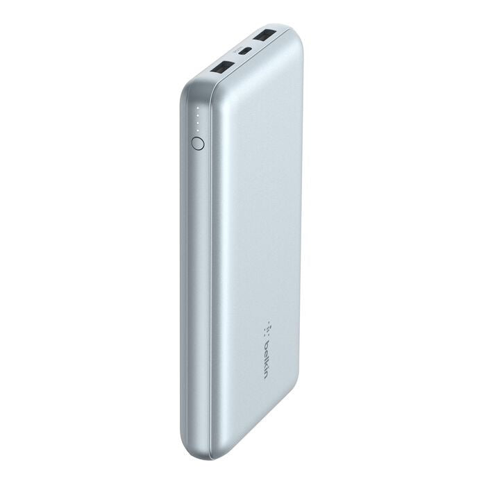 Belkin BoostCharge CCC-Certified 20k mAh Power Bank (Triple-Port) + USB-C to USB-A Cable - Pearl Blue (BPB012btPB), 2xUSB-A, 1xUSB-C, 2 Years Warranty BPB012btPB