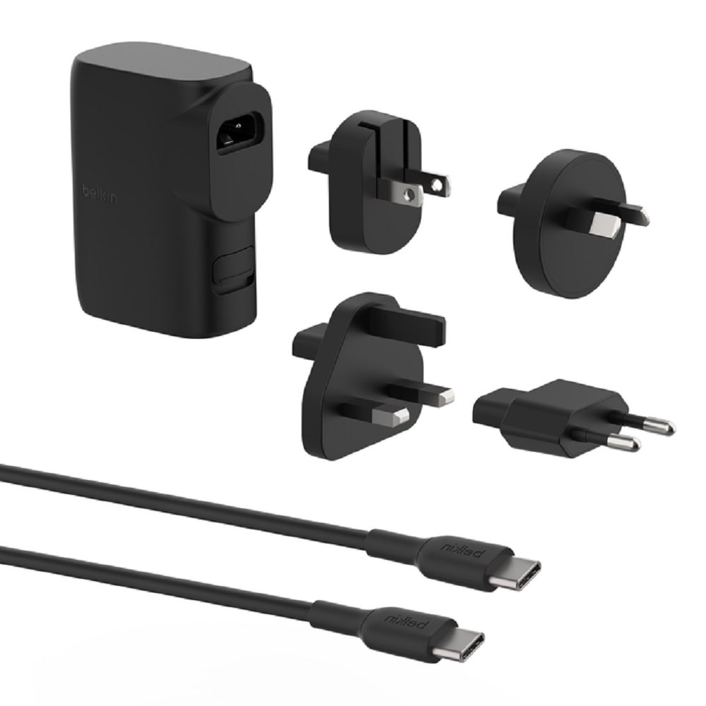 Belkin BoostCharge Hybrid PD 3.0 PPS 25W Dual Wall Charger + Power Bank 5K + Travel Adapter Kit - Black (BPZ003bt1MBK-B6), 2 Years Warranty BPZ003bt1MBK-B6
